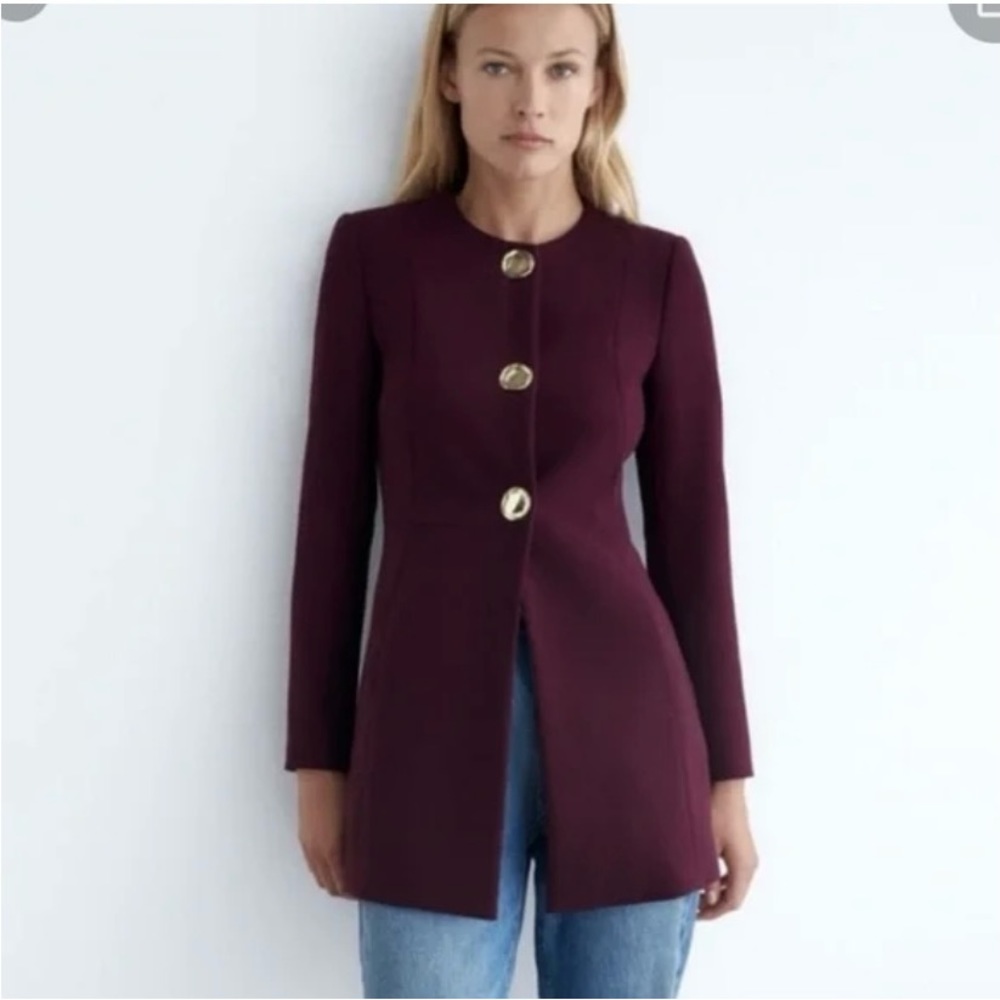 ZARA Fitted Frock Blazer/Coat with metal buttons